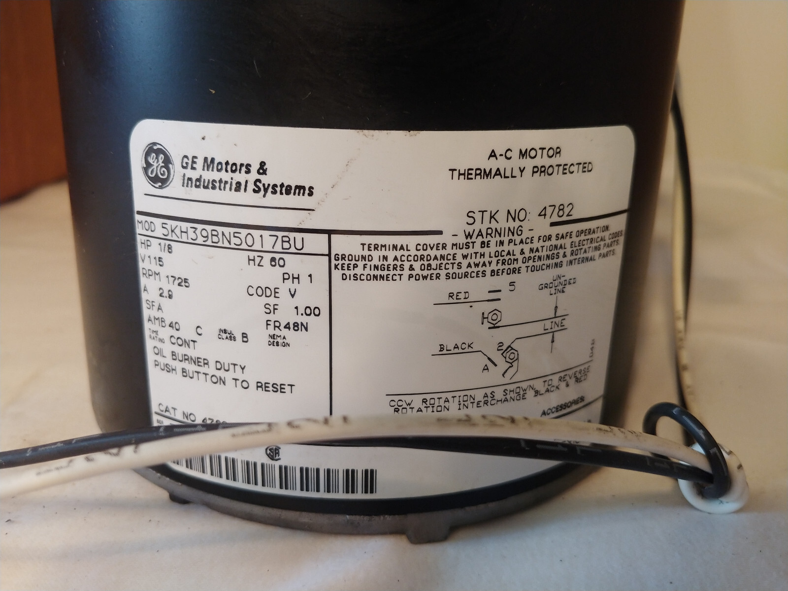 GE 4782 Industrial Control Systems, 5KH39BN5017BU, 1/8 HP MOTOR