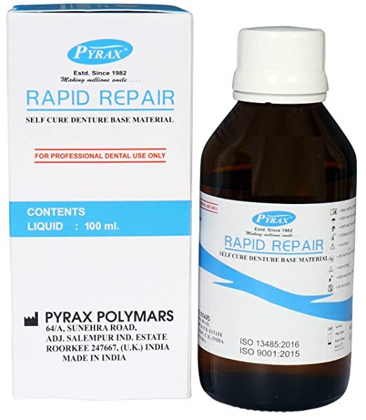 RAPID REPAIR Self Cure Denture Repair Material PYRAX – Various Shades and Packs