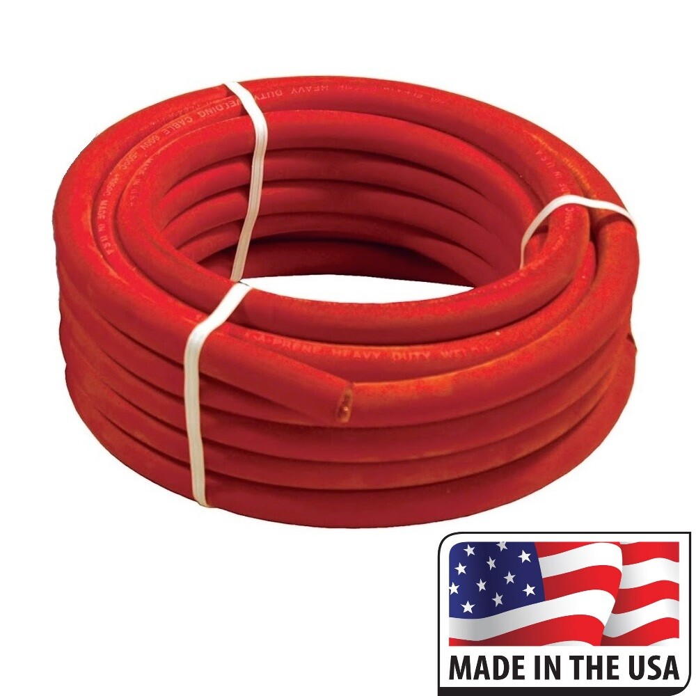 100 Foot of Red 2/0 Direct Flex-A-Prene Welding & Battery Cable Made In USA