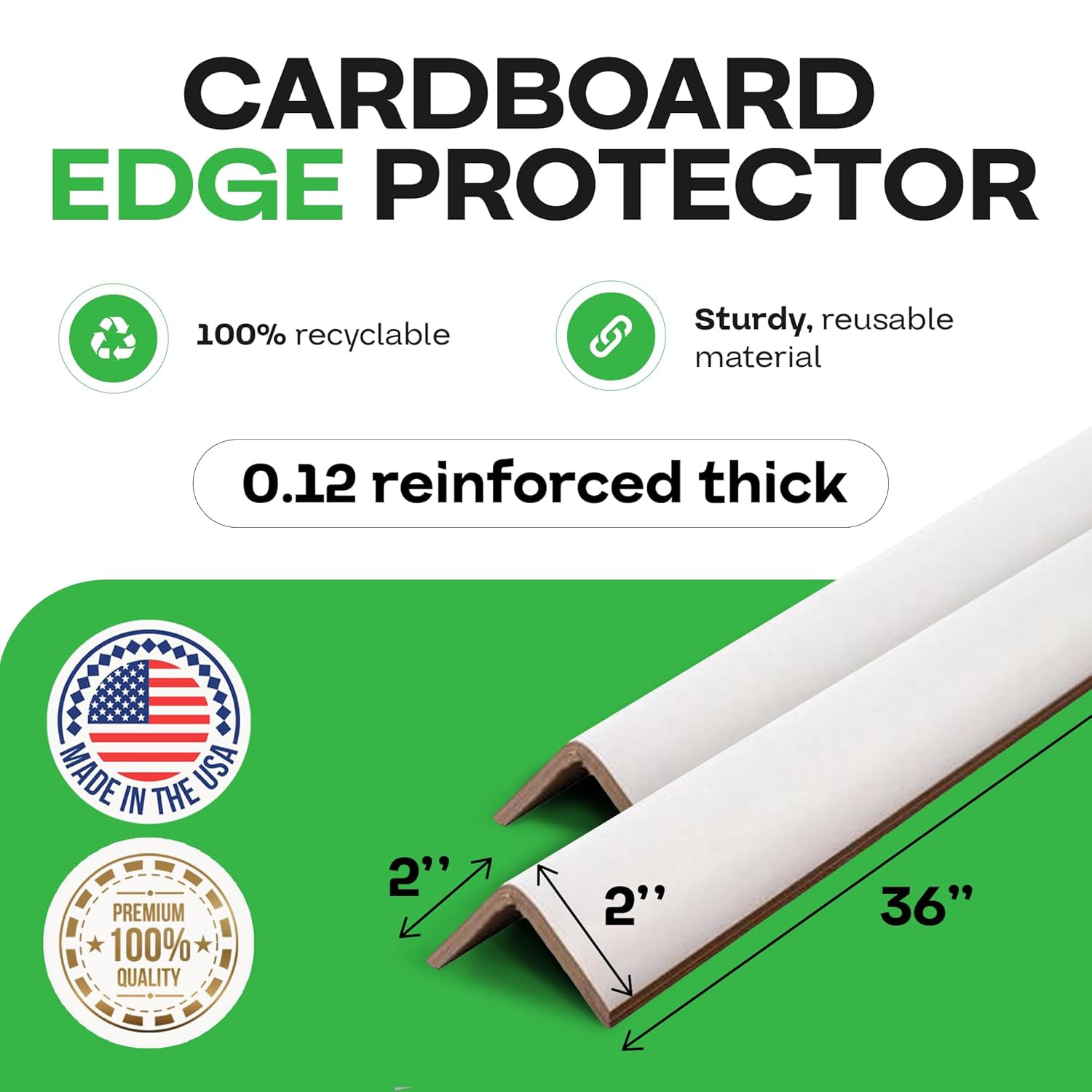 2” X 2” X 36” Cardboard Edge Protector (Pack of 200) – Corner Protectors for Shi