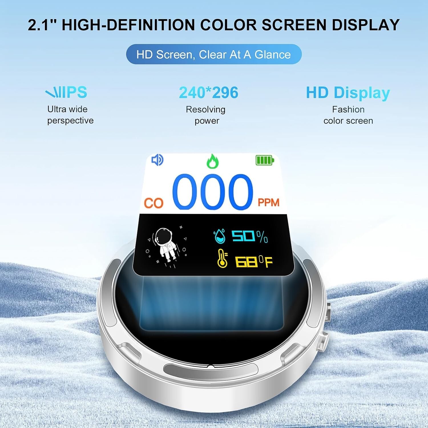 Carbon Monoxide Detector Indoor Air Quality Monitor HD10 Adjustable Brightness