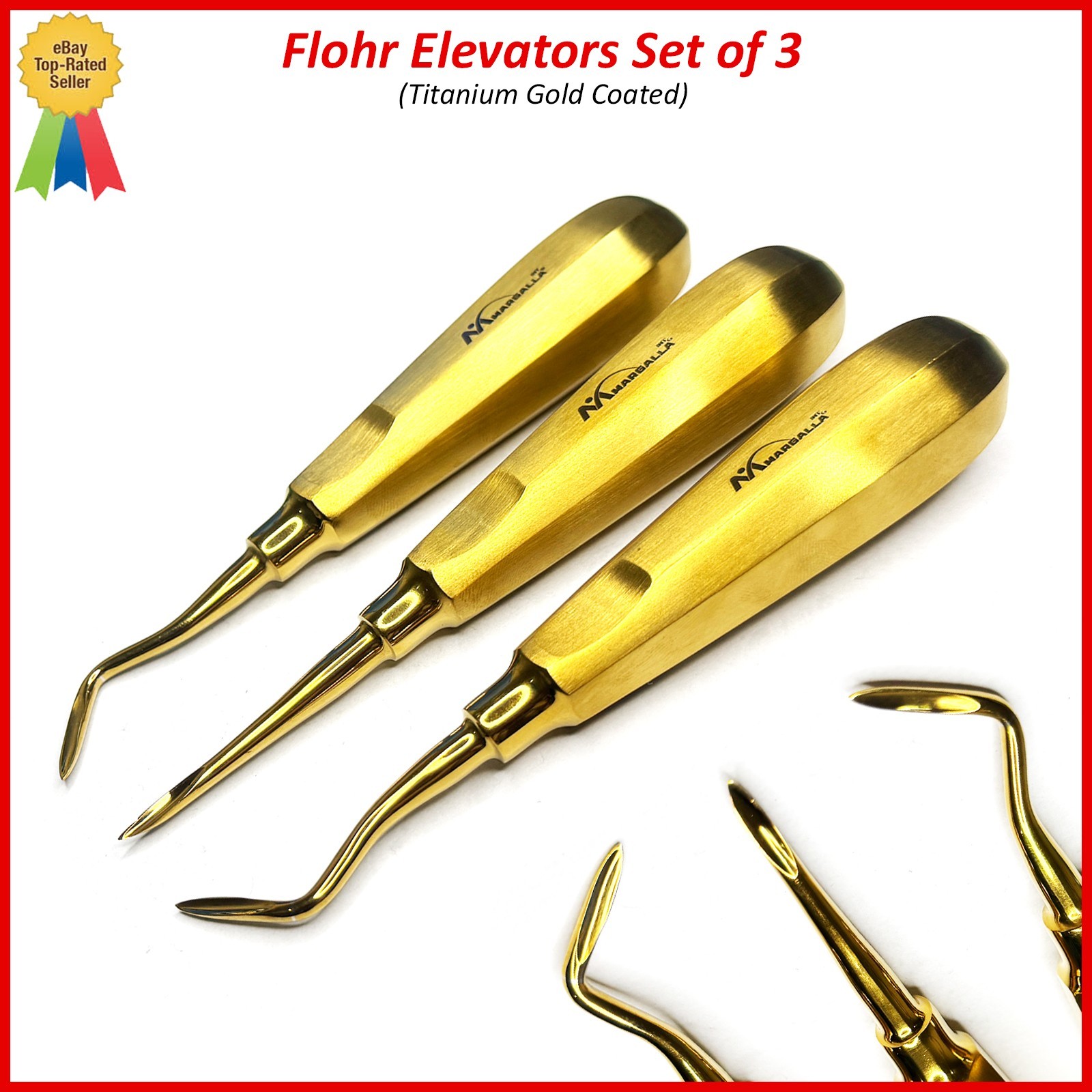 3 Pcs Dental Root FLOHR Elevators Oral Surgery PDL Luxating Tooth loosening