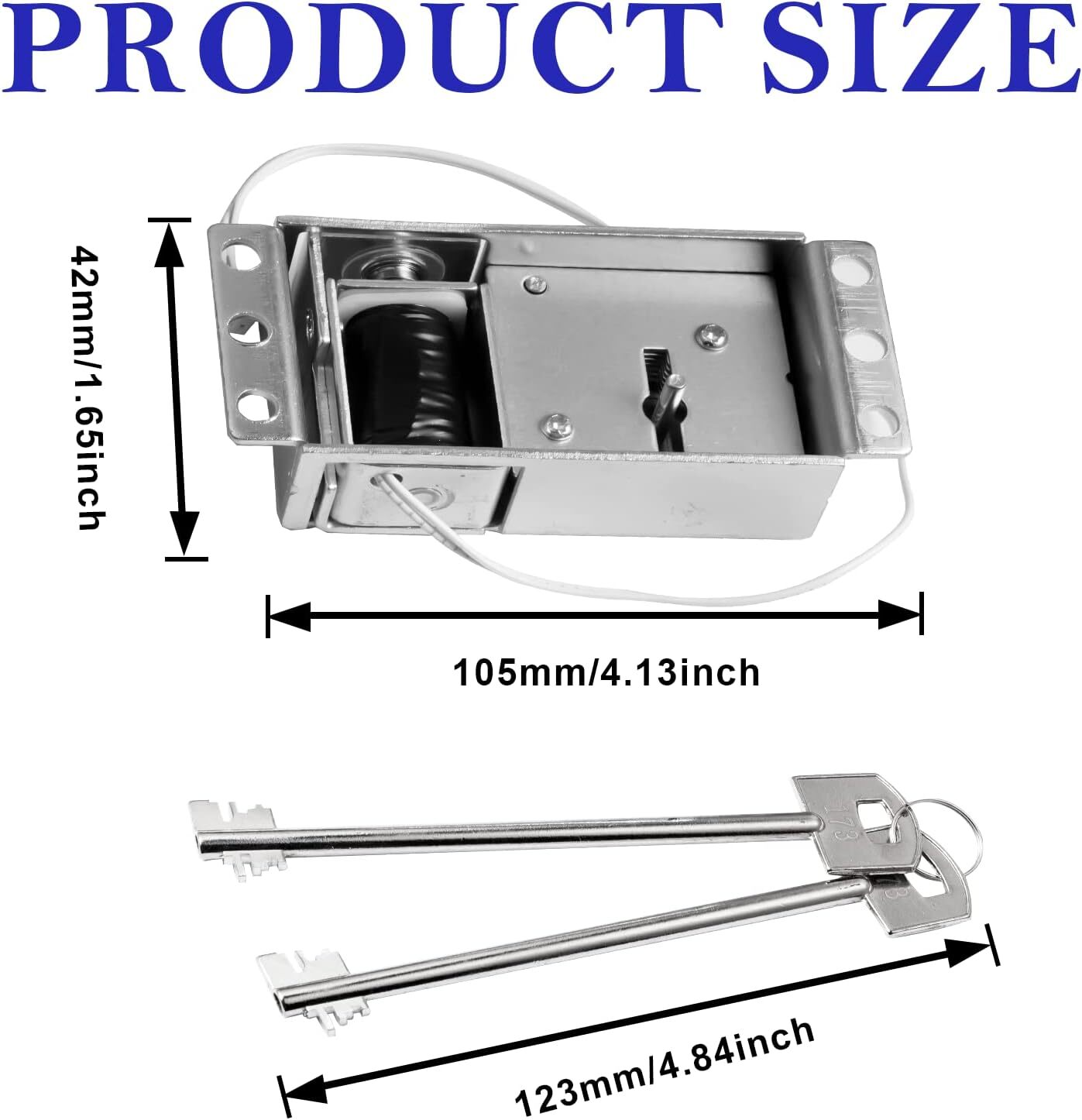 Electromagnetic Solenoid Safe Lock Replacement 2 Override Unique Keys