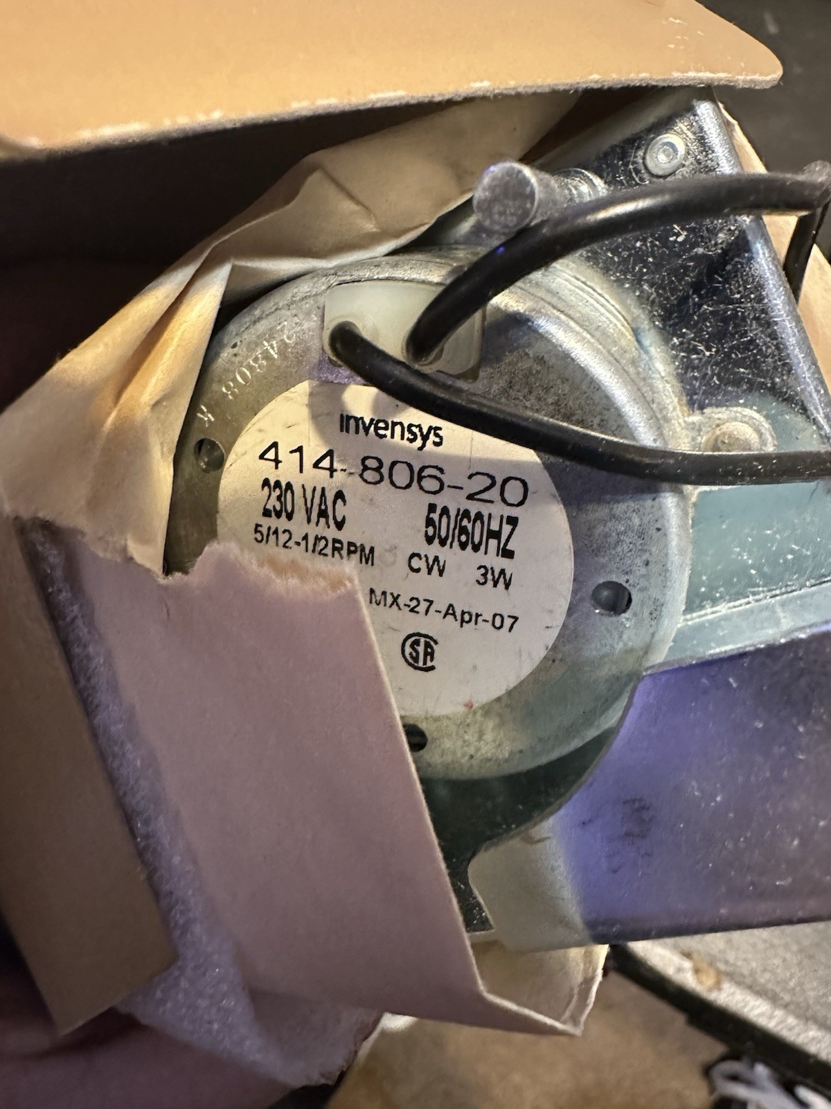 SINGER 414-806-20 TIME GUARD TIMER CONTROL 240VAC 50/60HZ 3W 1/2RPM