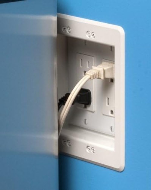White Recessed Mounting Box for Electrical Outlets