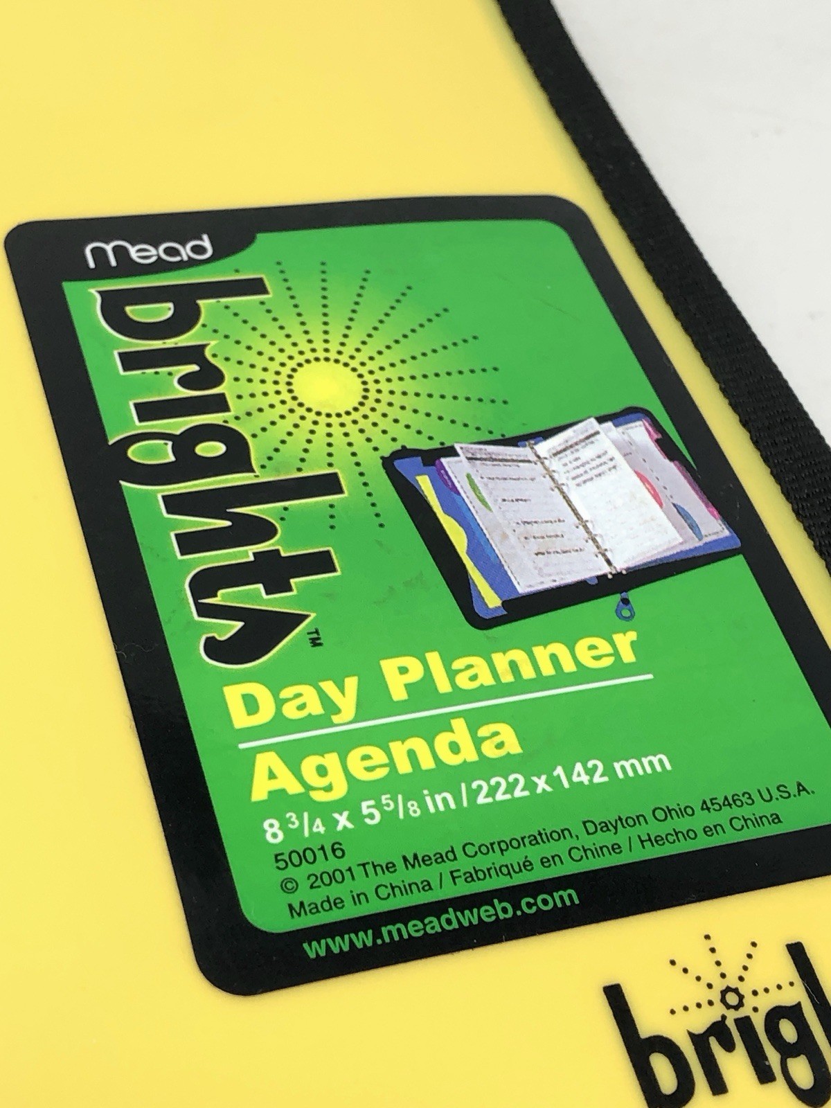 Vintage Mead Brights 6-Ring Compact Zipper Day Planner Binder NEON YELLOW Y2K