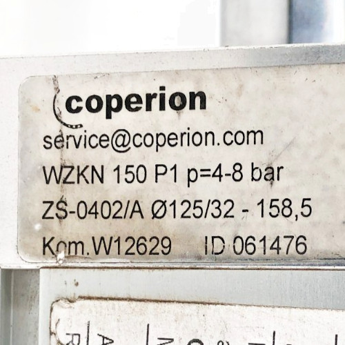 New Coperion ZS-0402A-125 Cylinder ø125/32 – 158.5 WZKN 150 P1 4-8 Bar – No Box