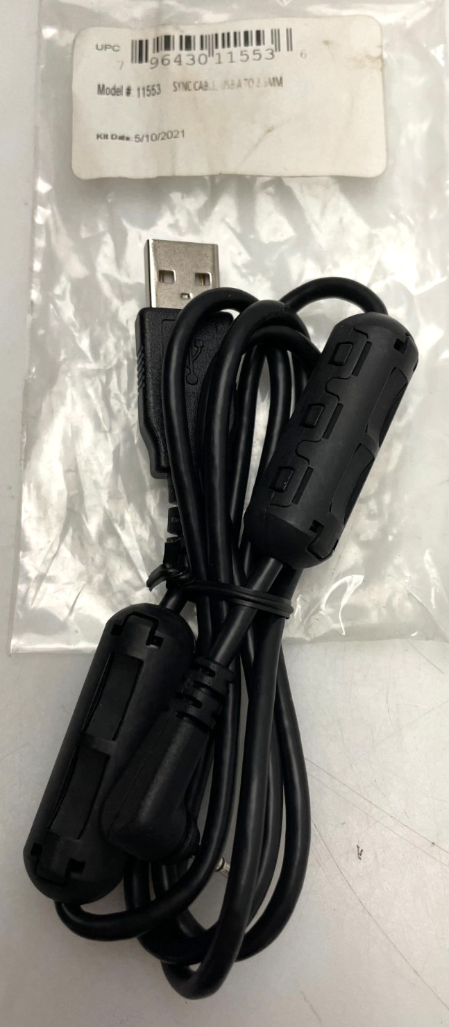 Axon Body 2 Cam Charging / Sync Cable Model # 11553 USB A to 2.5MM