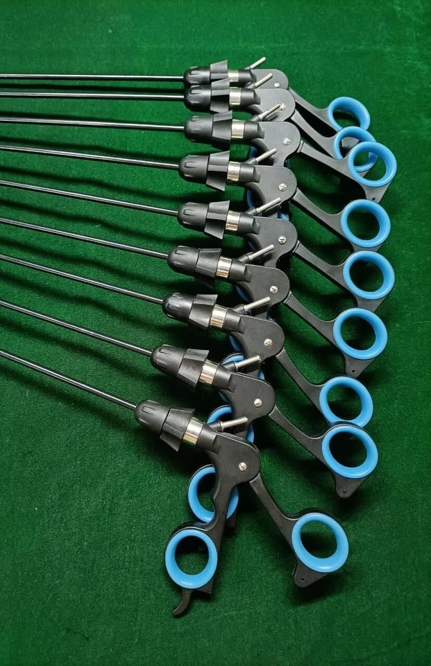 9PC Laparoscopic Curved Scissor 5mmx330mm Reusable Endoscopy Surgical Instrument