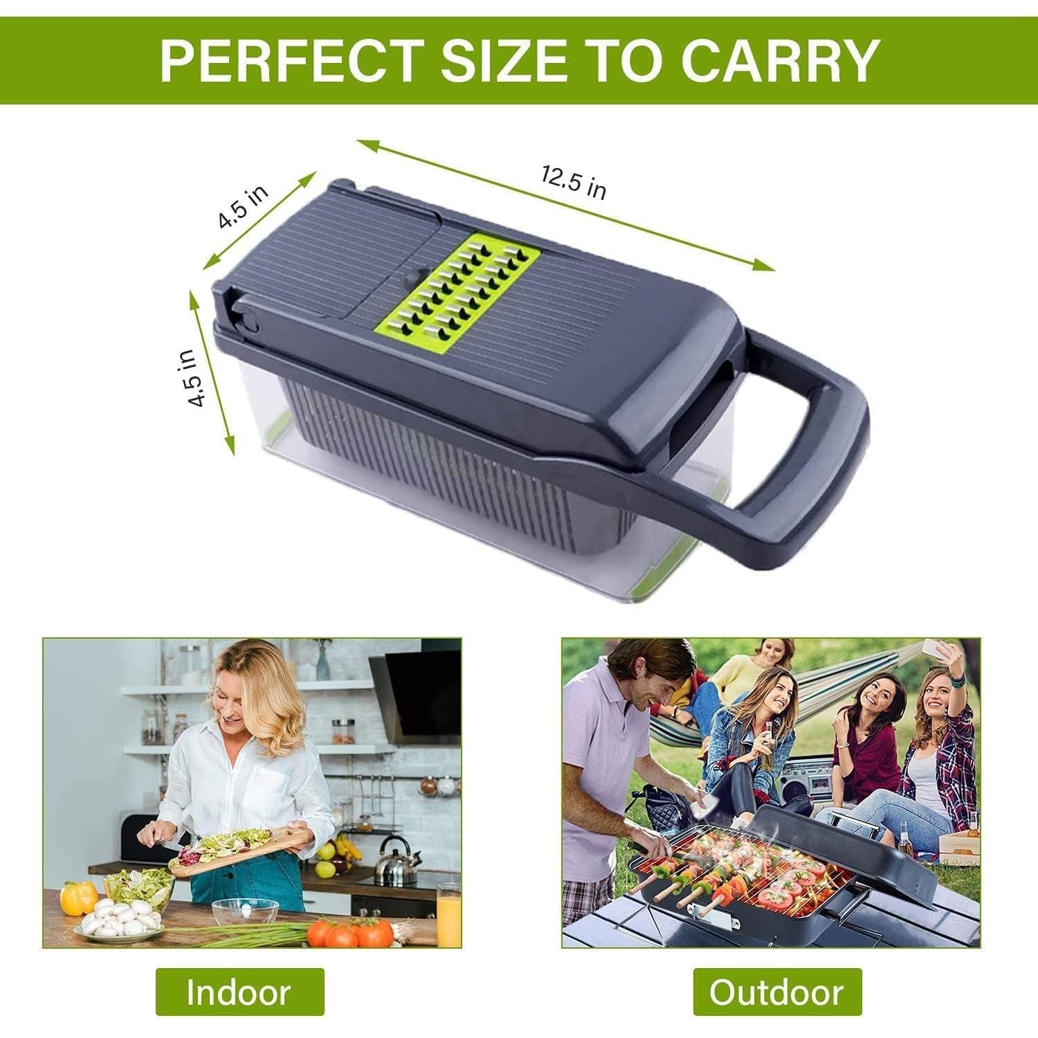 Multi-Function 12-in-1 Vegetable Chopper Cutter – Spiralizer default, Gray
