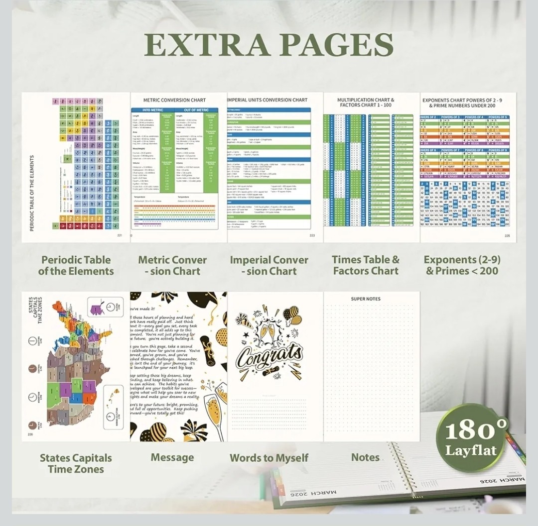 19 Months Planner, June 2025-Dec 2026, 8.5×11″ Daily Weekly, Monthly (Green)