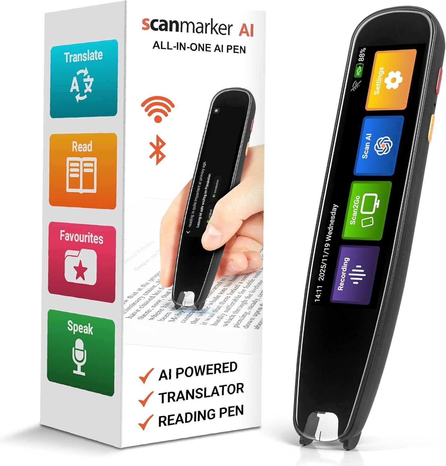 AI Pen with Built-in Screen | OCR Scan Reader & Text to Speech | ChatGPT Pen Kit