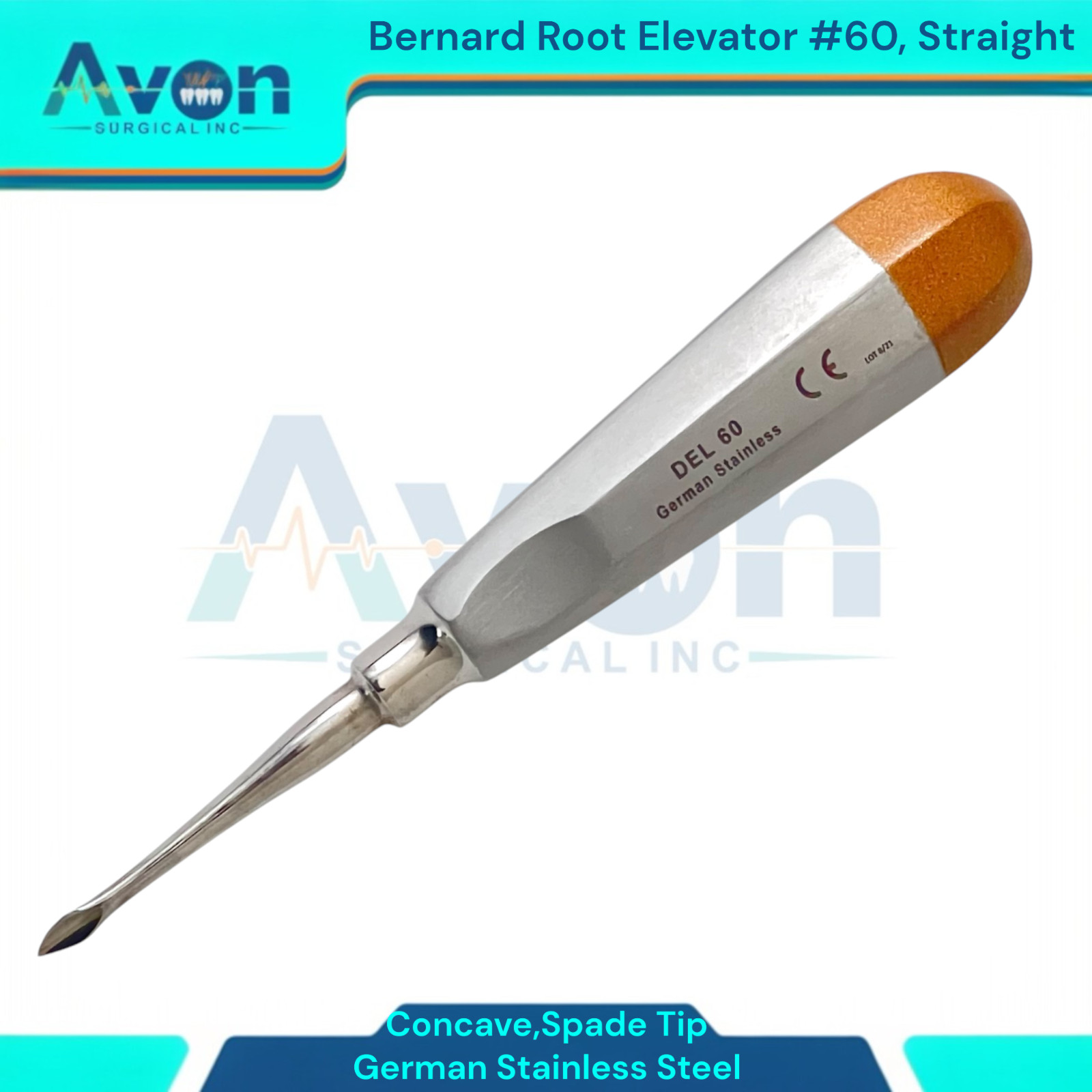Spade Tip Bernard Root Elevator Pick, #60 Str + #63 Angled, Hollow Handle – 2PK