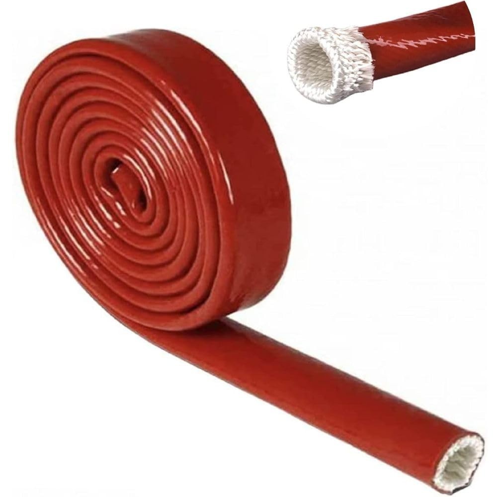 Heat Shield Insulation Sleeve – Fireproof Silicone Coated Fiberglass 1/2″ ID x 5
