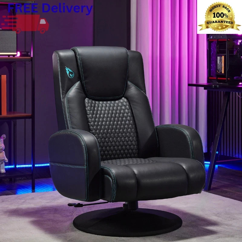 Pedestal Swivel Gaming Chair Ergonomic Reclining Office Seat Padded Arm New