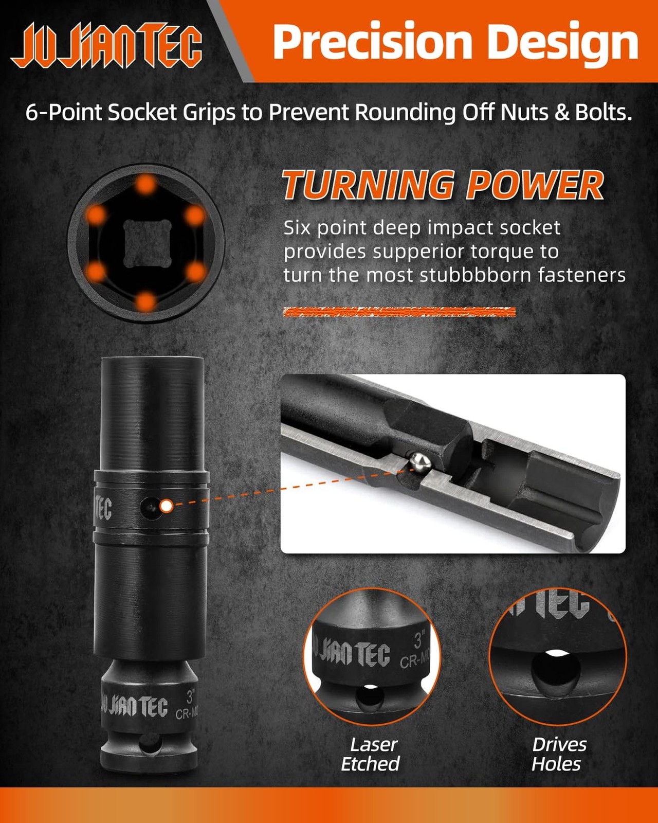 Lug Nut Impact Socket Set, Impact Driver Flip Socket, Five Sockets with 1/4-I…
