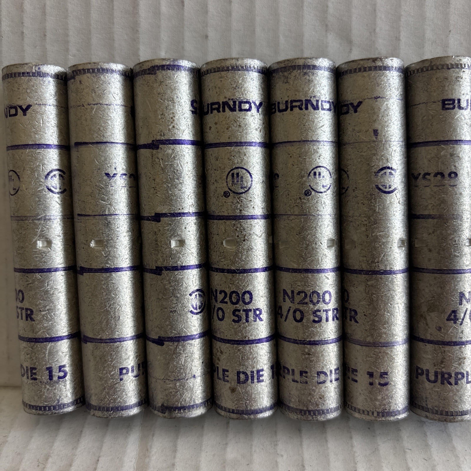 7X BURNDY YS28 N200 4/0 STR PURPLE DIE 15 HYLINK-SPLICE LNG BARREL [2ES1-5]