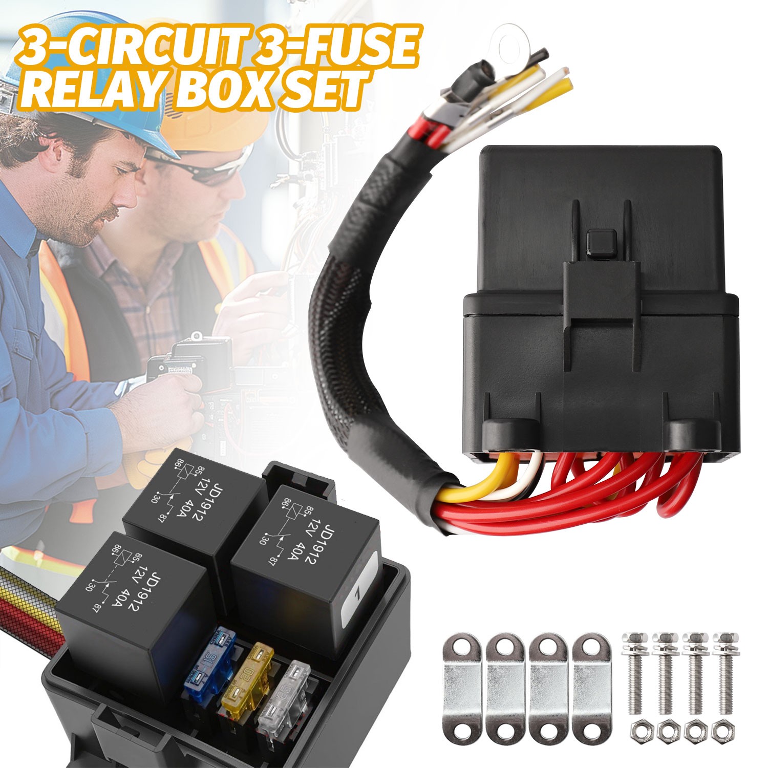 12V 3Way Pre-Wired Fuse Relay Box Kit for truck RV LS swaps lights cooling fans