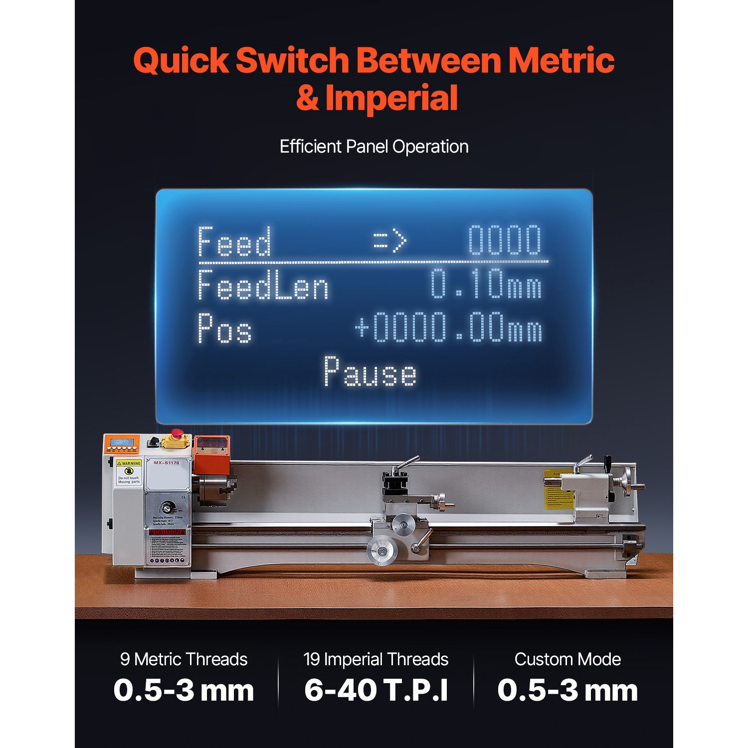 Uimoso Precision Bench Metal Lathe 8.7 x 39 in with Automatic Feed