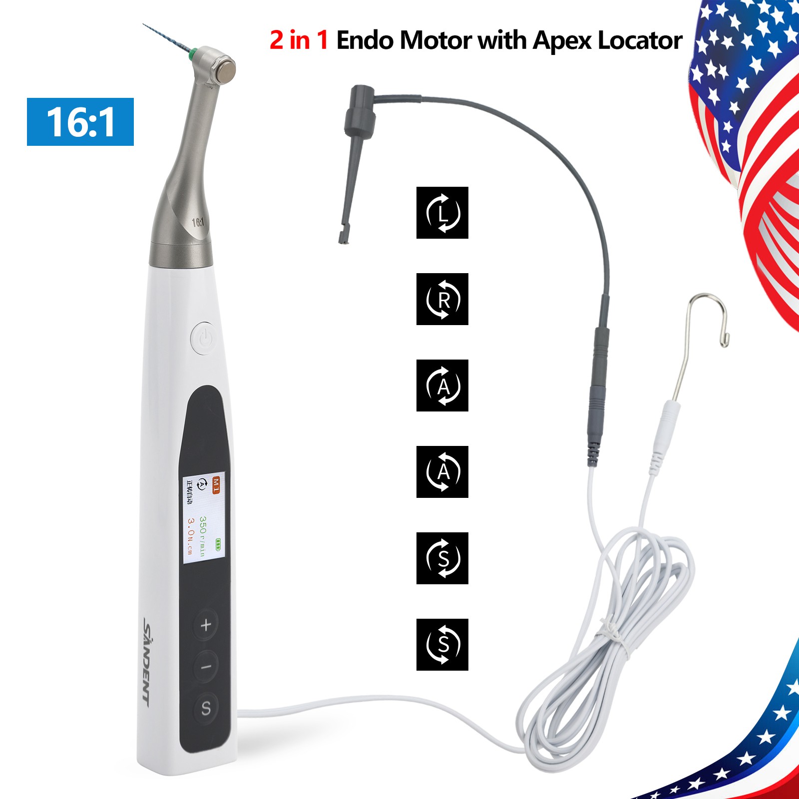 2 in 1 Wireless Dental Endo Motor with Apex Locator Root Canal Treatment SANDENT