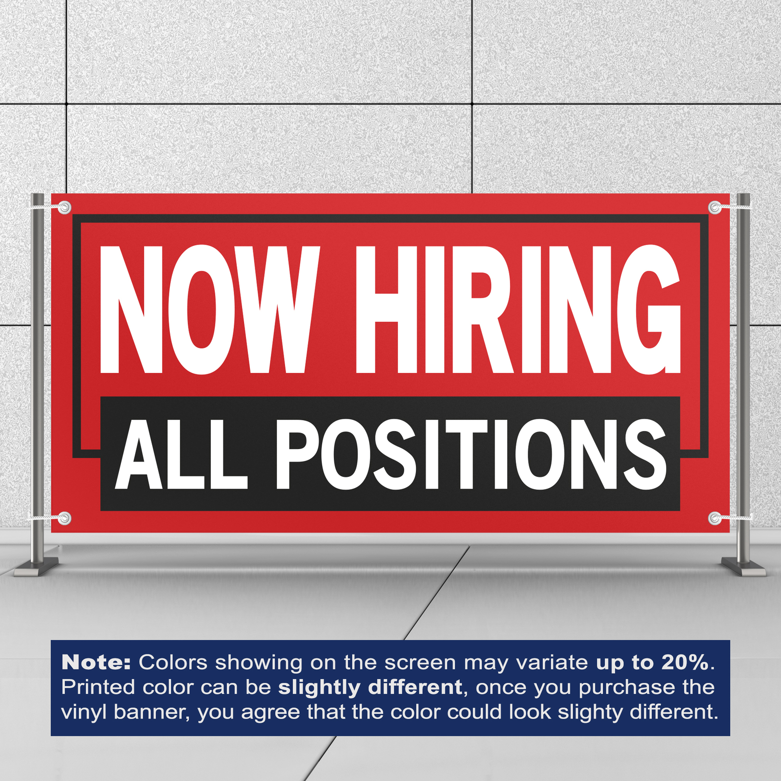 Now Hiring All Positions 13 oz Heavy Duty Vinyl Banner Jobs Available Sign