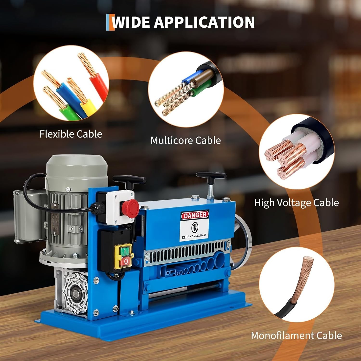Electric Wire Stripping Machine Portable 0.06″-1.5″ Scrap Cable Stripper 370W