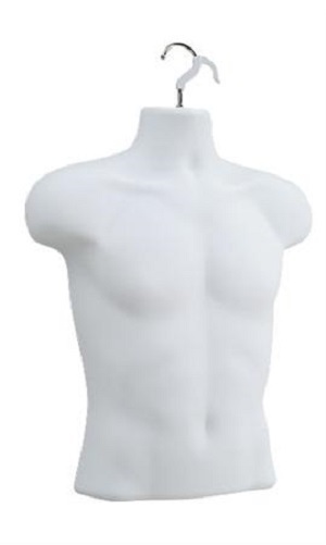 Lot of 2 White Man’s Shirt Torso Forms Fits S – L Hanging Male Mannequin Molded