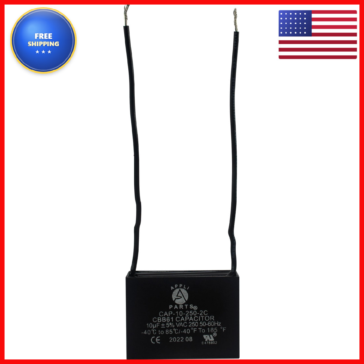 Ap Appli Parts Appli Parts Cap-10-250-2C Fan Capacitor 10 Mfd Microfarads Uf