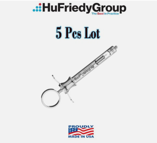 Lot of 5 Hu-Friedy CW Style Dental Anesthetic Aspirating 1.8ml Syringe SYRCW
