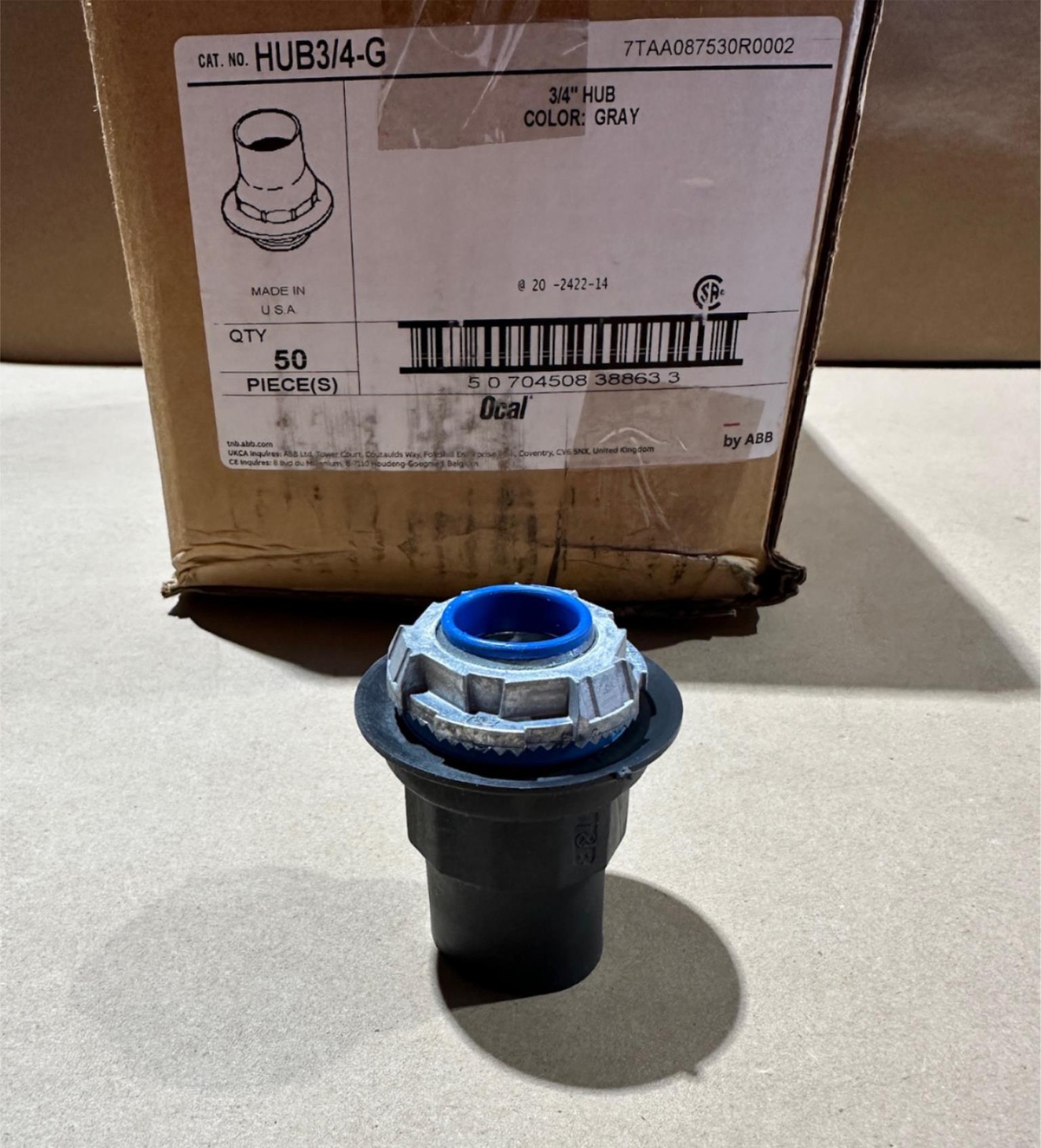 Thomas & Betts T&B OCAL HUB3/4-G Conduit Hub PVC Coated Zinc Hub Gray 3/4″