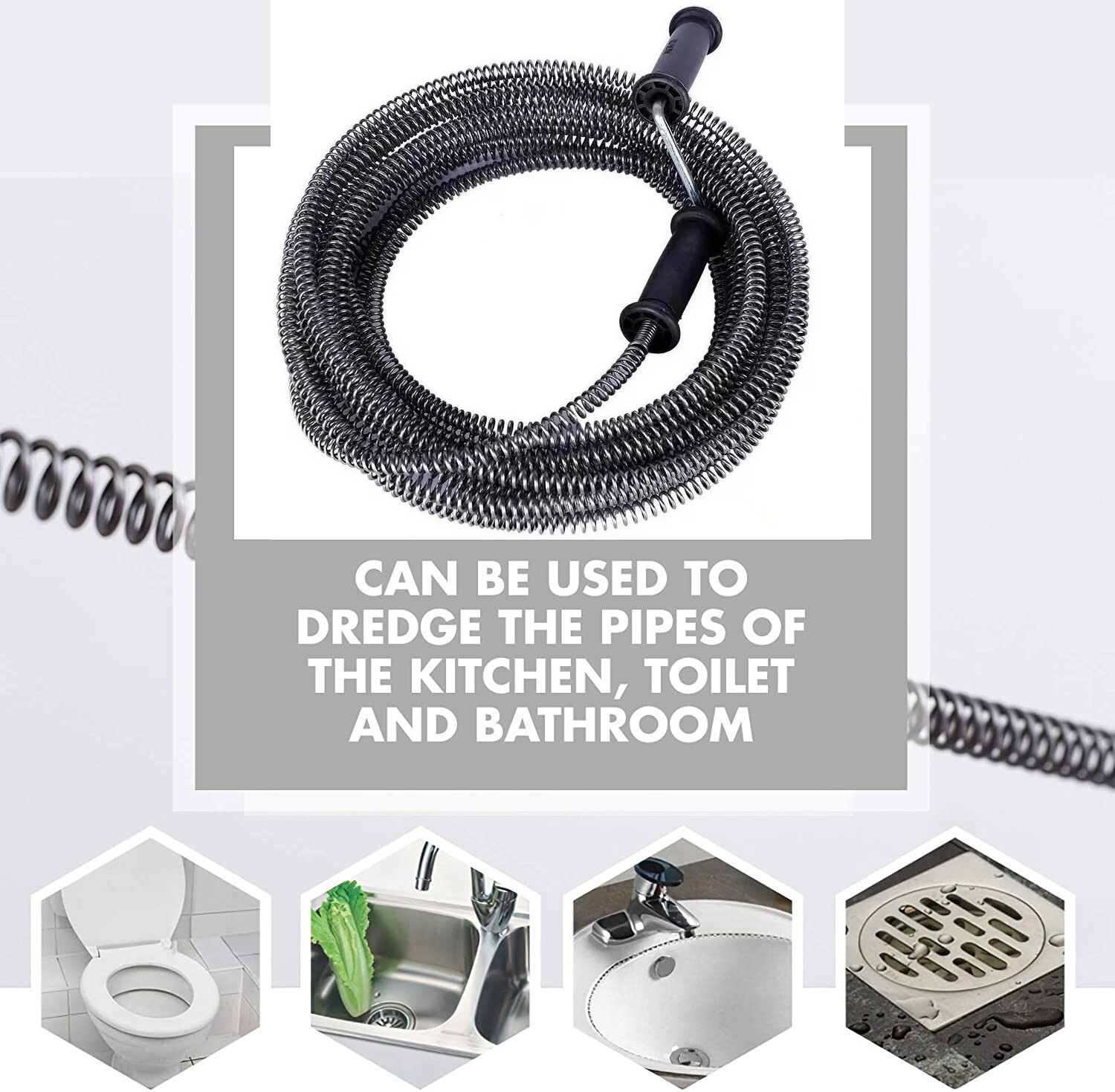 50 Ft Drain Auger Plumbing Snake Clog Cable 1/2 In.Sewer Pipe Cleaner Durable NW