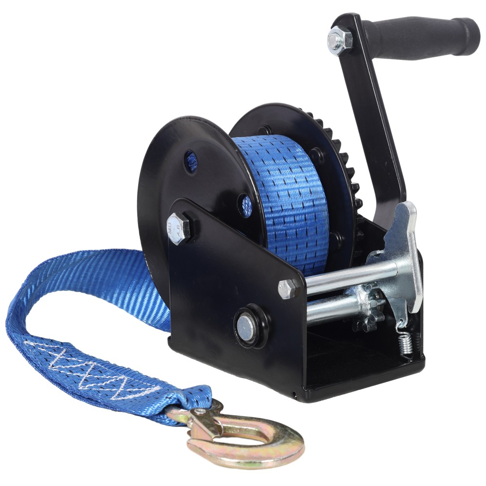 1200LBS Hand Winch with 19.6FT Blue Strap, 4.1:1 Gear Ratio, Two-Way Ratchet,…