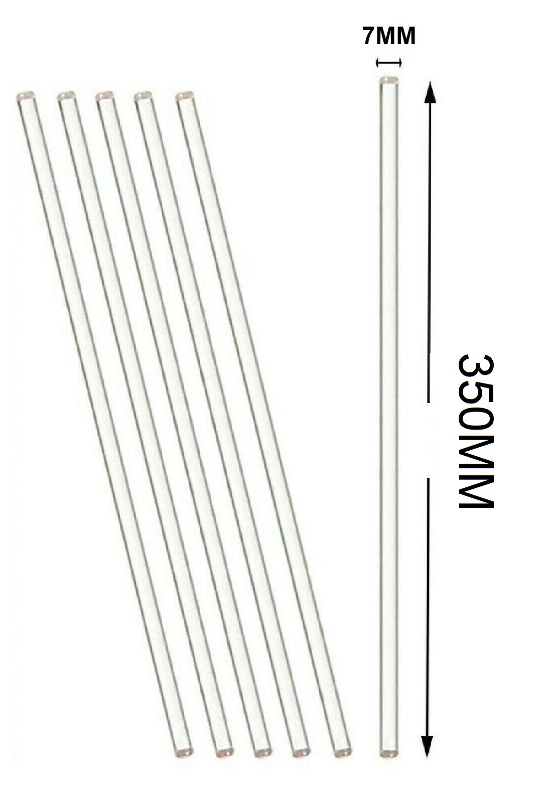 6 Pack Glass Stirring Rods 13.8″(350MM) For Science Education, Lab & Kitchen Use