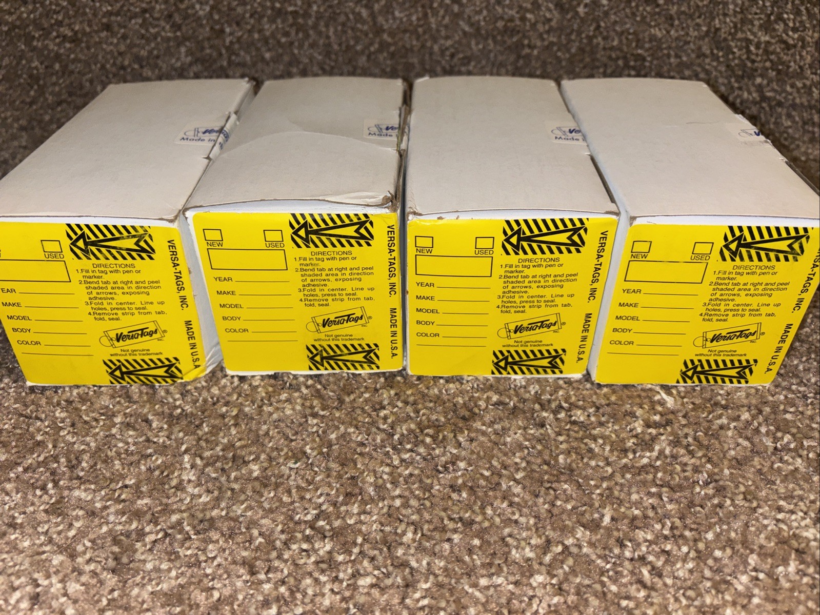 4 Boxes Of 250 Tags Genuine VersaTag Yellow Key Tags Chrome Plated Steel Rings
