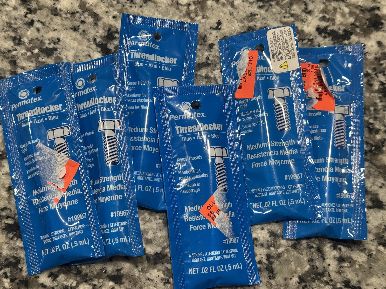 100x Lot Locktite Permatex Blue Threadlocker Single Tubes .02 Fl Oz
