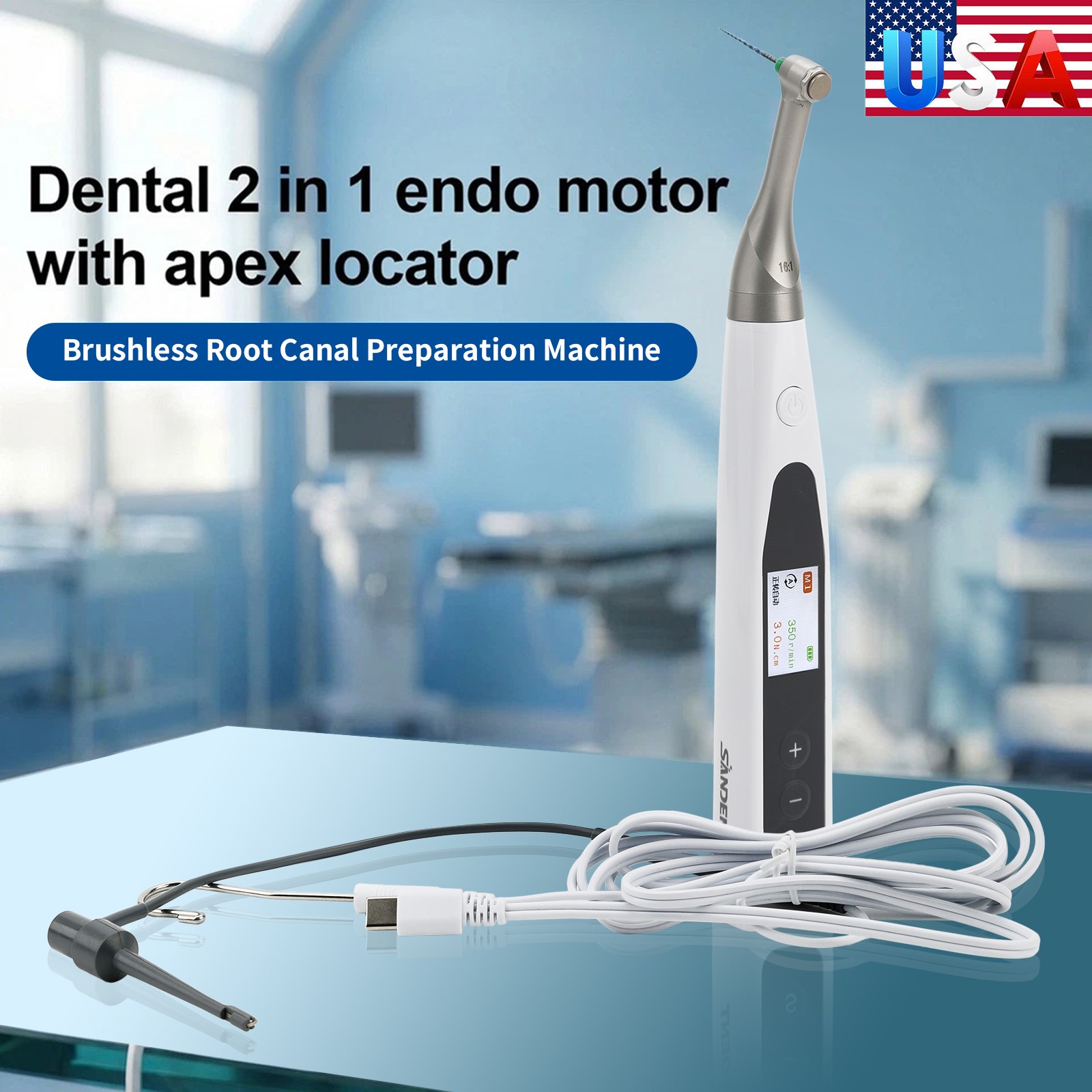2 in 1 Wireless Dental Endo Motor with Apex Locator Root Canal Treatment SANDENT