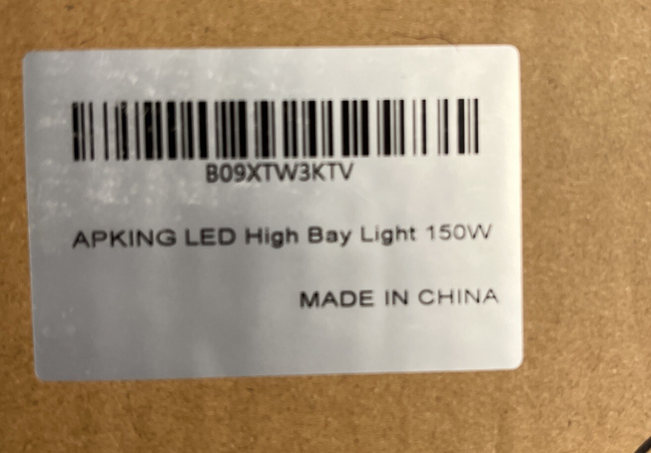 APKING LED UFO High Bay Light 150W, 22,500LM 5000K Dimmable NHB-26C10B, MSRP $60