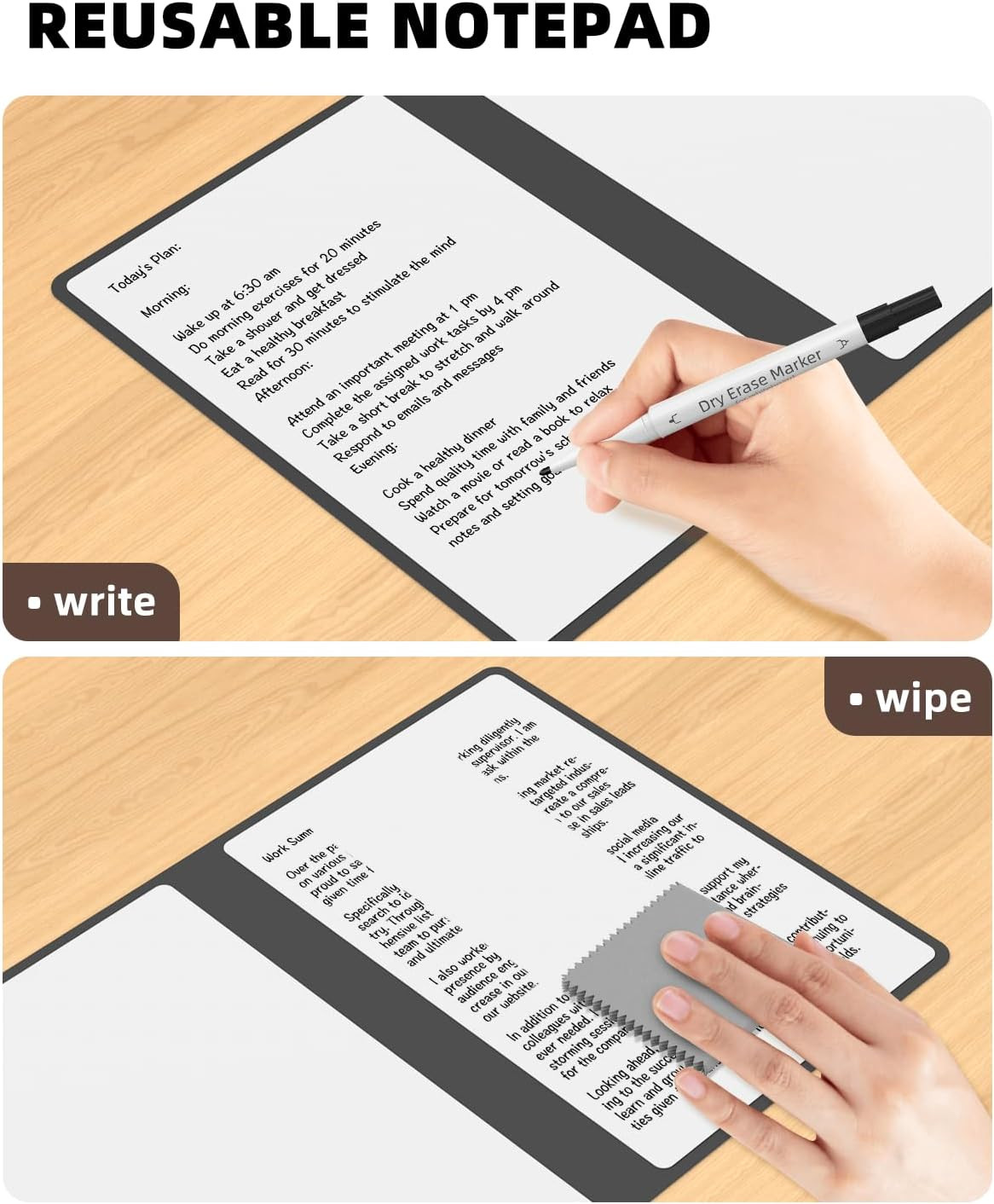 Portable Small White Board Dry Erase Board, Reusable 9.5 * 6.6In Notebook Memo,
