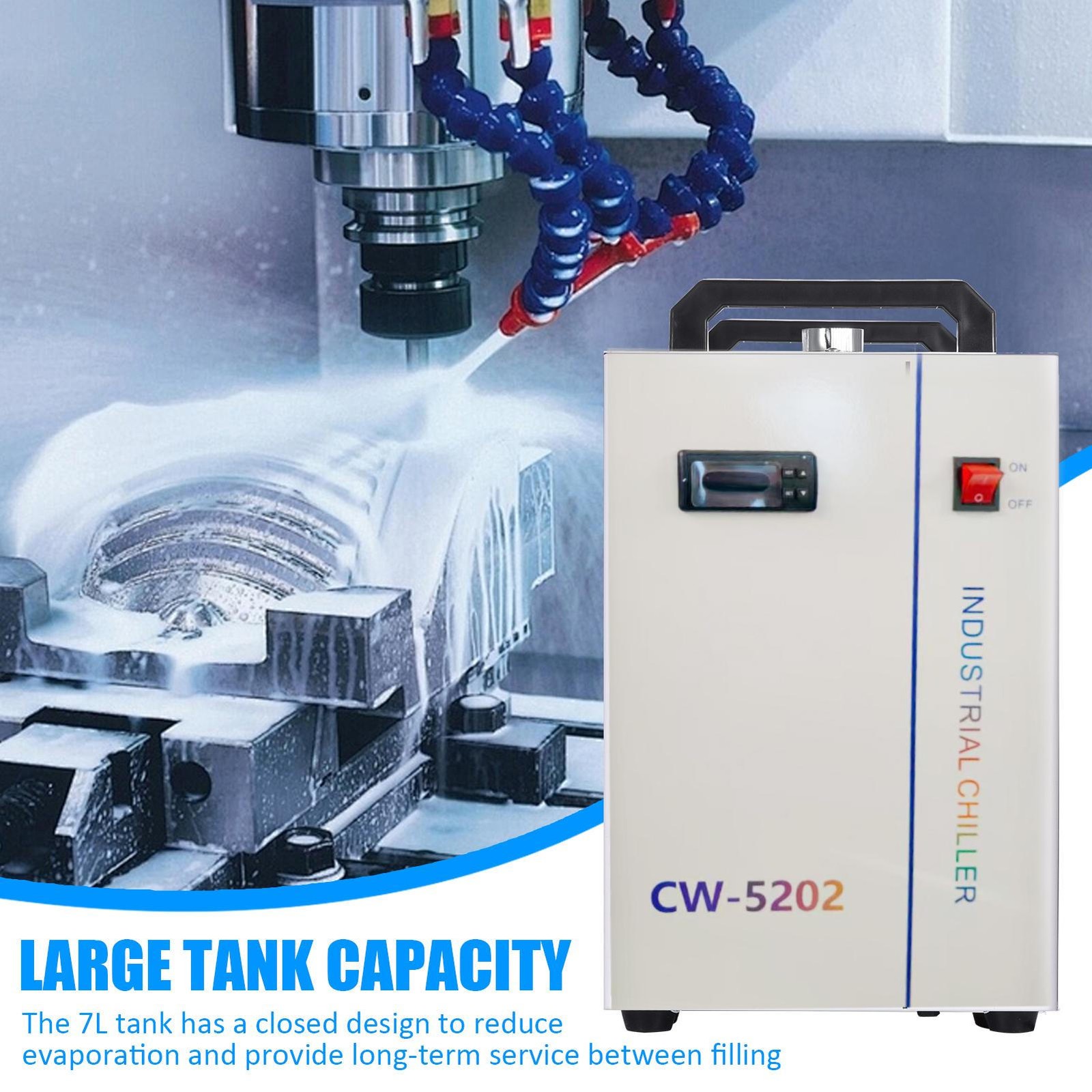 7L CW-5202 Industrial Water Chiller for 80-180W CO2 Laser Engraver Cutter