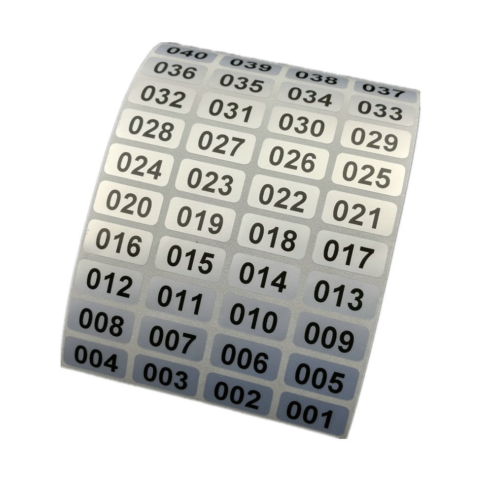 Consecutive Sequential Numbering Stickers 001 to 10000, Black on Silver Labels