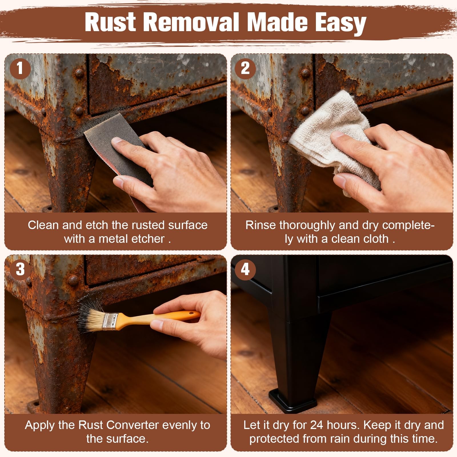 2-in-1 Rust Converter & Metal Primer – 1-Step Rust Stopper, Anti-Rust Coating…