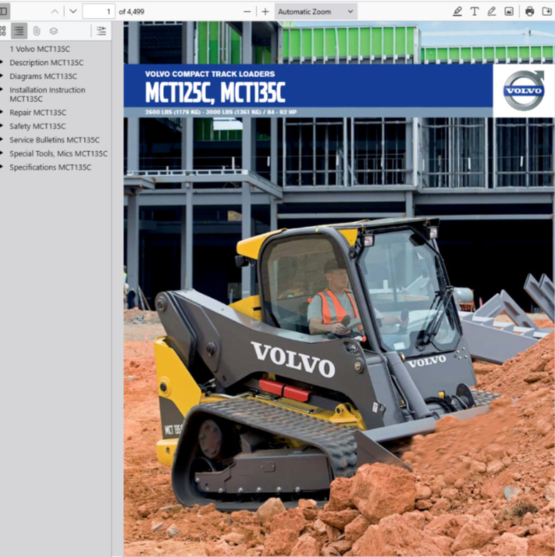 Volvo MCT135C Skid Steer Loader Service Repair Manual Parts Catalog Construction