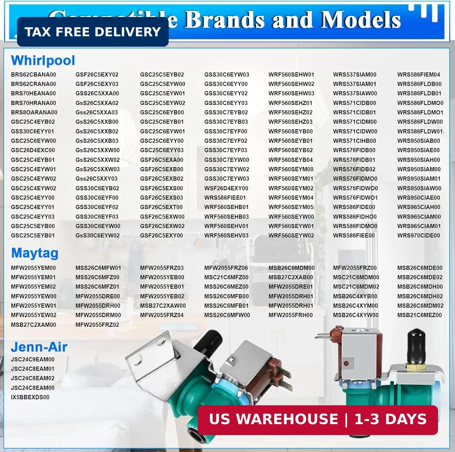 W10238100 WPW10238100 W10498992 Refrigerator Water Inlet Valve, Compatible with