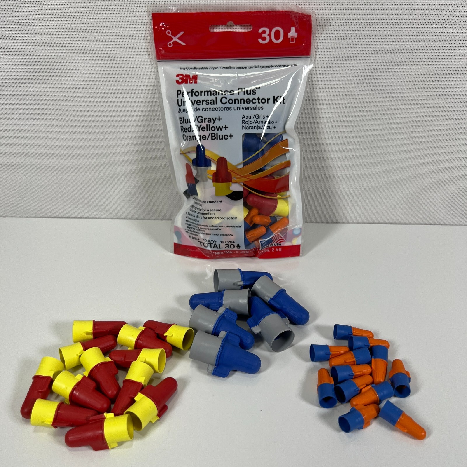 3M Performance Plus Universal Wire Connector Blue/Gray, Red/Yellow 30Pk Lot (6x)