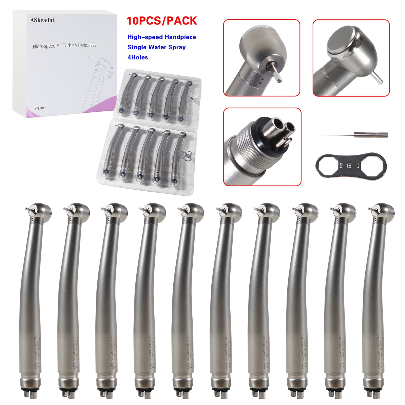 10* ADA4 Dental High Speed Handpiece Push Turbine 4 Holes Fit NSK Pana Max