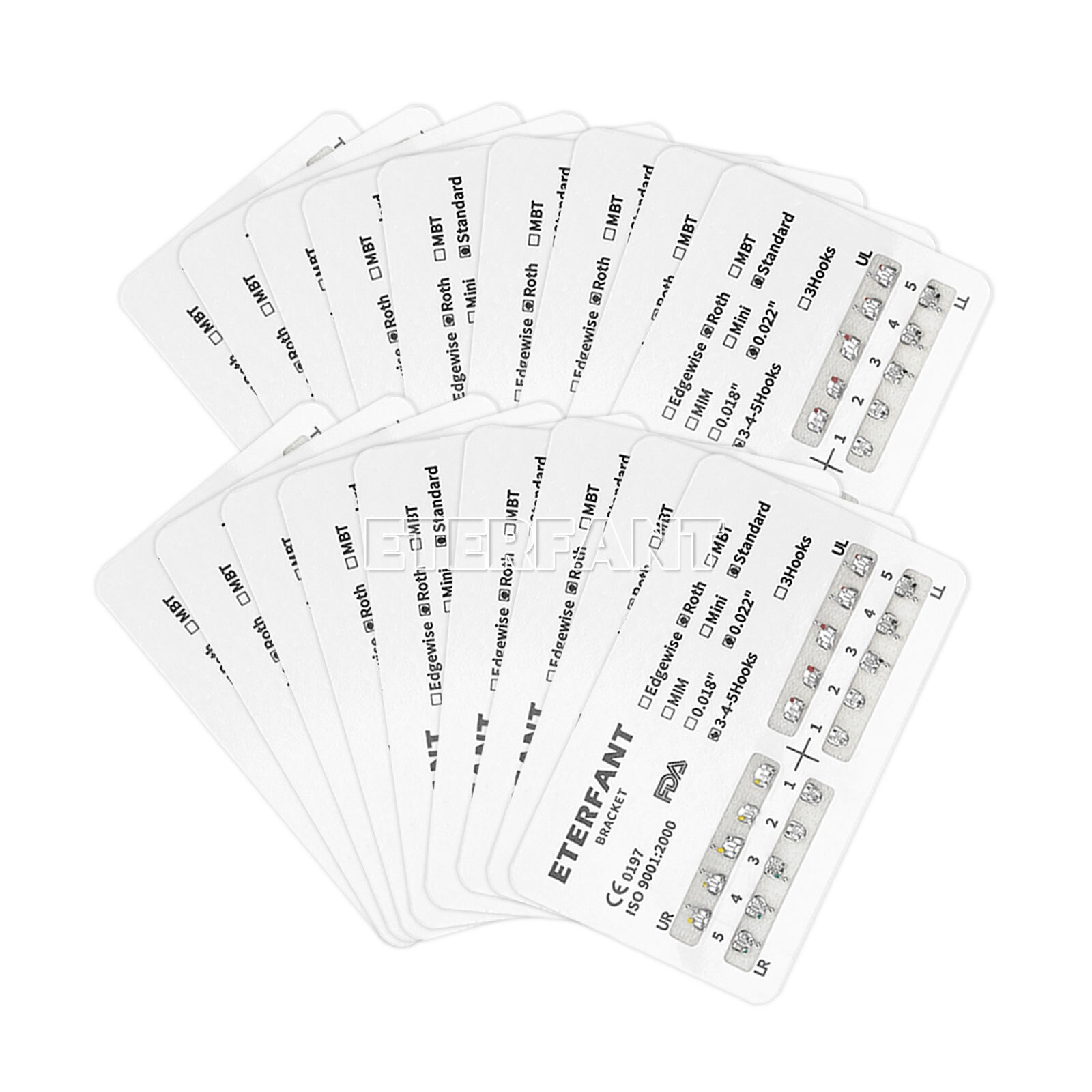 20PCs Dental Orthodontic Bracket Brace Metal Standard Mini Roth/MBT 022 345Hooks