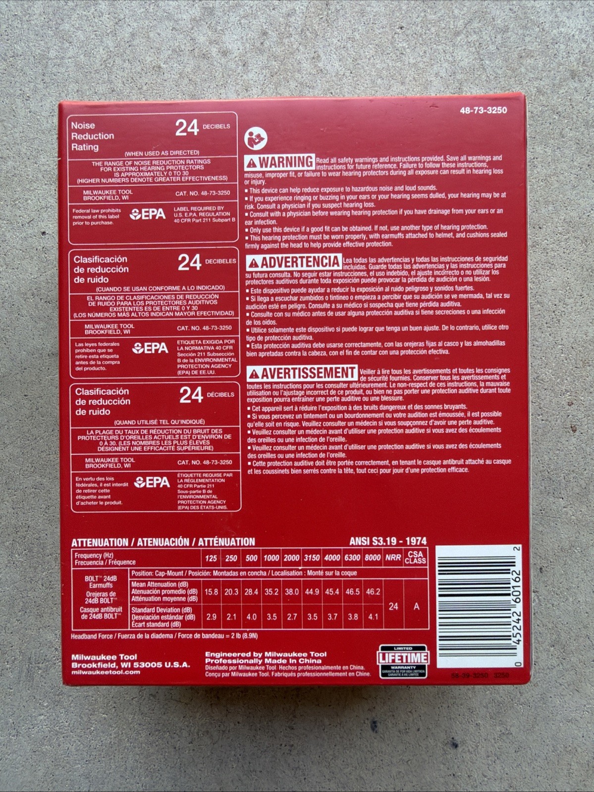 Milwaukee 48-73-3250 BOLT 24dB Earmuffs, Use with Safety Helmets and Hard Hats.
