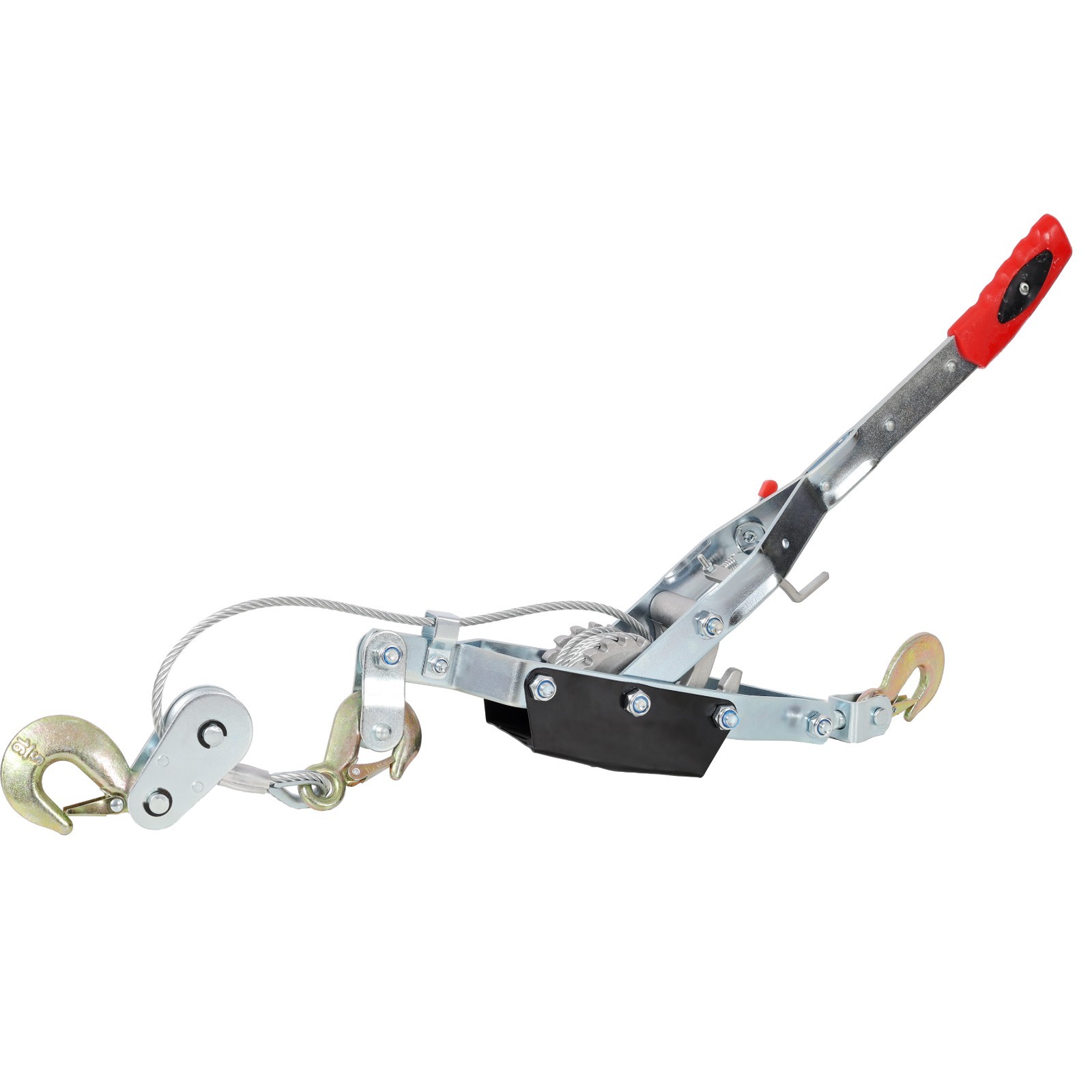 4 Ton Power Puller Hand Winch Steel Cable Puller Double Gear w/3-Hook 12FT Cable