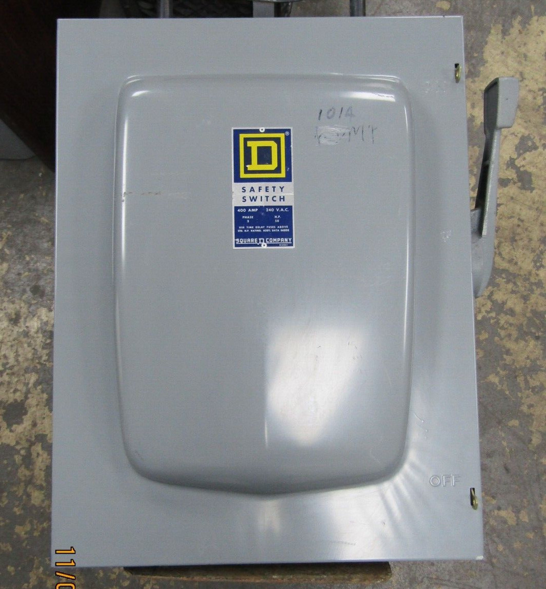 😏 SQUARE D 400 AMP FUSED SAFETY SWITCH 240 VAC 125 HP MAX 3Ø D325N
