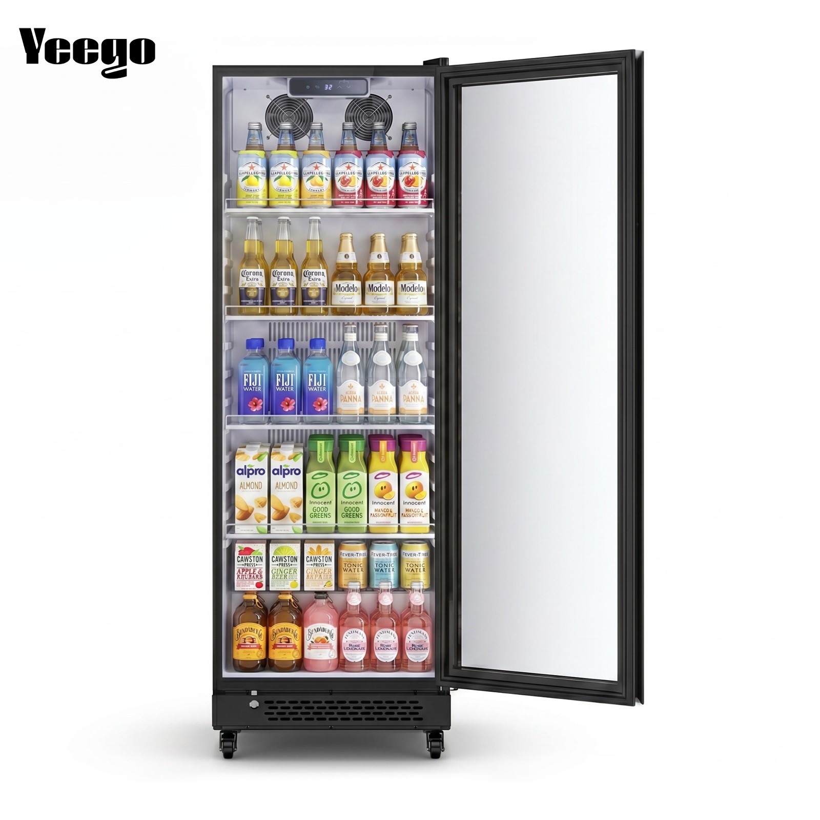 Yeego 10.8 Cu.ft Commercial Refrigerator Glass Door Merchandiser Fridge Black